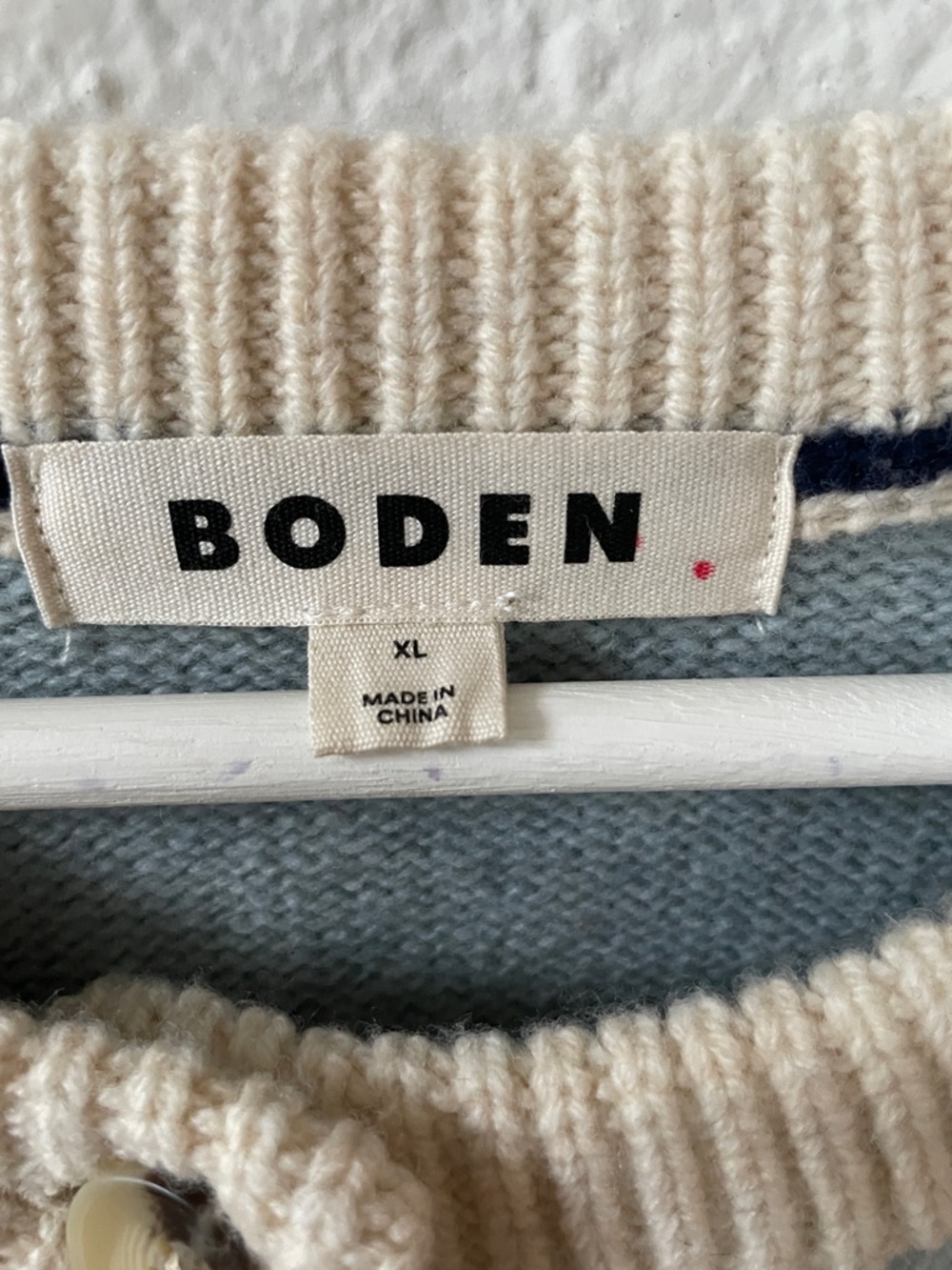 Boden Marion Colorblock Wool Crewneck Button Down Cardigan Sweater XL - Picture 9 of 10